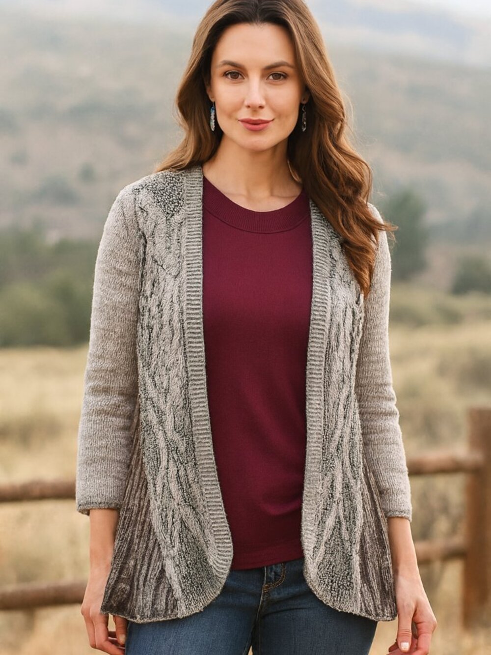 Altar'd State Patchwork Asymmetrical Open Front Western Cowgirl Cardigan Women S